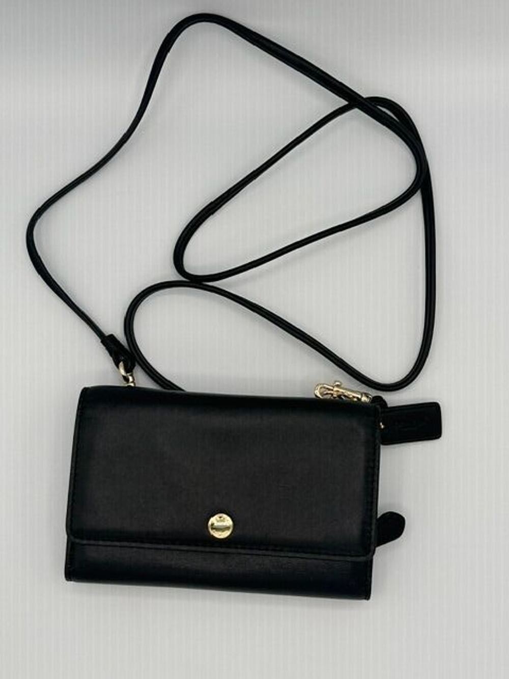 Coach Black Leather Wallet on a Chain Crossbody NWOT